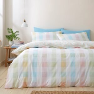Catherine Lansfield Spring Check Duvet Cover Bedding Set Pastel