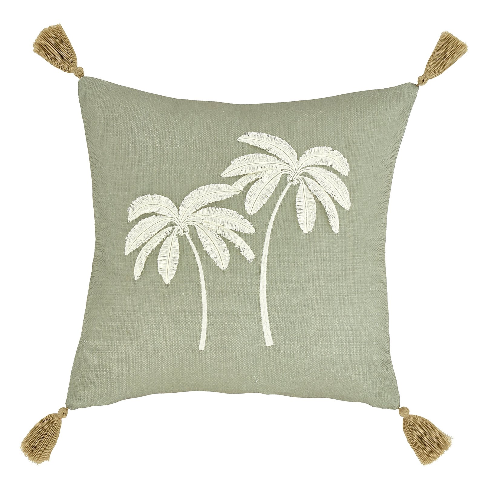 Catherine Lansfield Paradiso Palm Embroidered 45cm x 45cm Filled Cushion Sage Green - Image 4