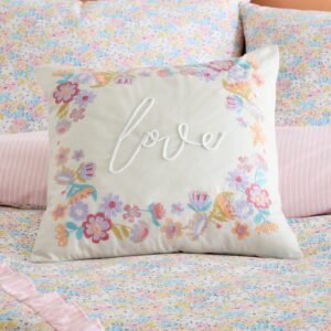 Catherine Lansfield Love Filled Cushion 45cm x 45cm Natural