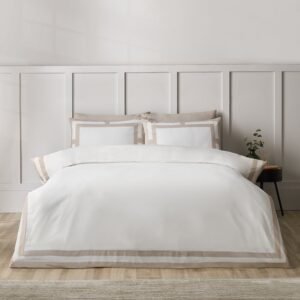 Catherine Lansfield So Soft Mono Panel Duvet Cover Bedding Set Natural
