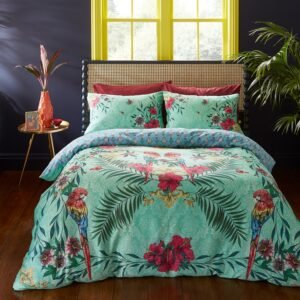 Matthew Williamson Paradise Parrot Pure Cotton Duvet Cover Bedding Set Green