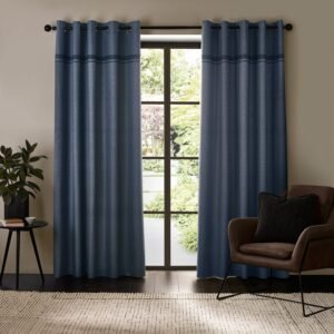 Catherine Lansfield Melville Ready Made Eyelet Curtains Blue