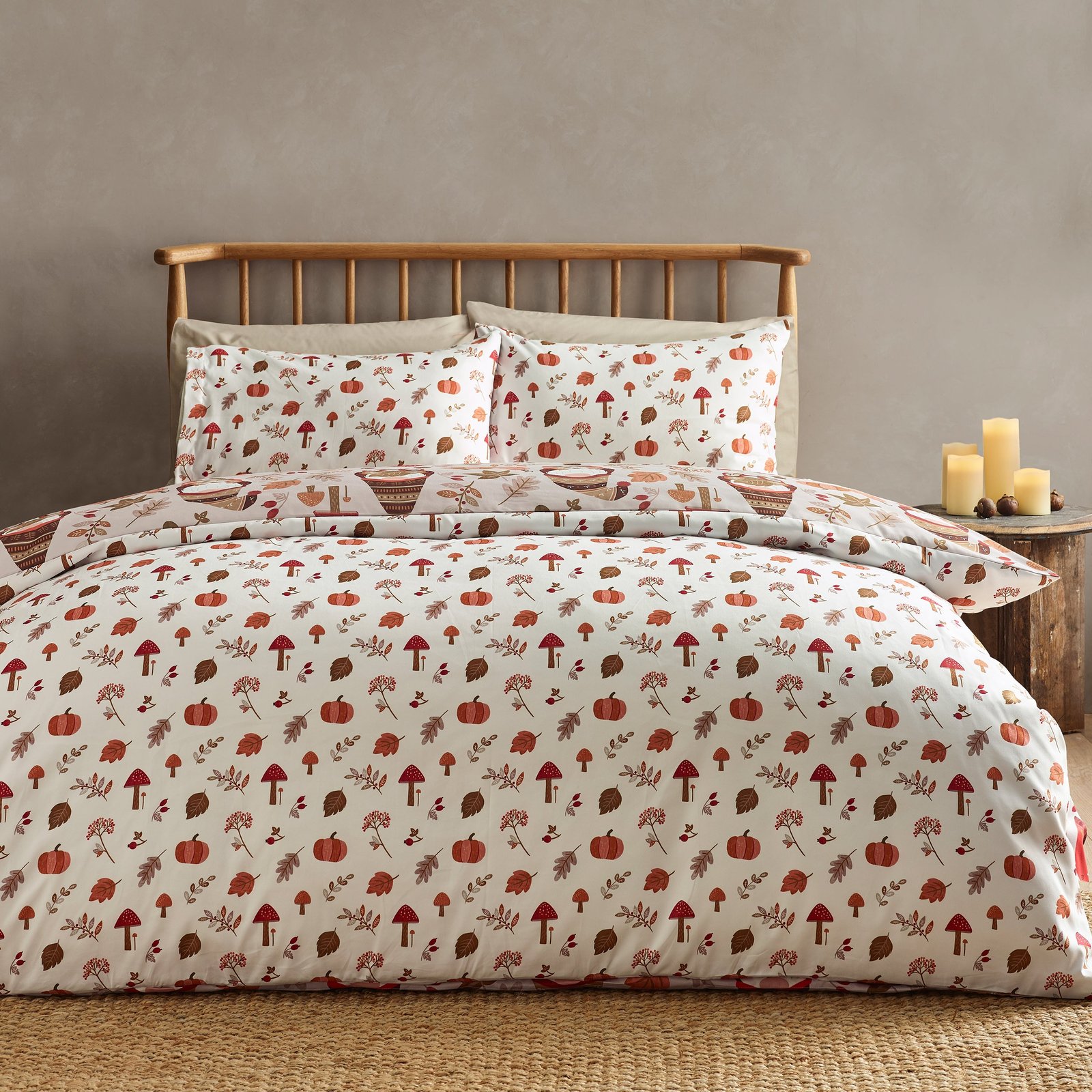 Catherine Lansfield Woodland Gonks Duvet Cover Bedding Set Natural - Image 2