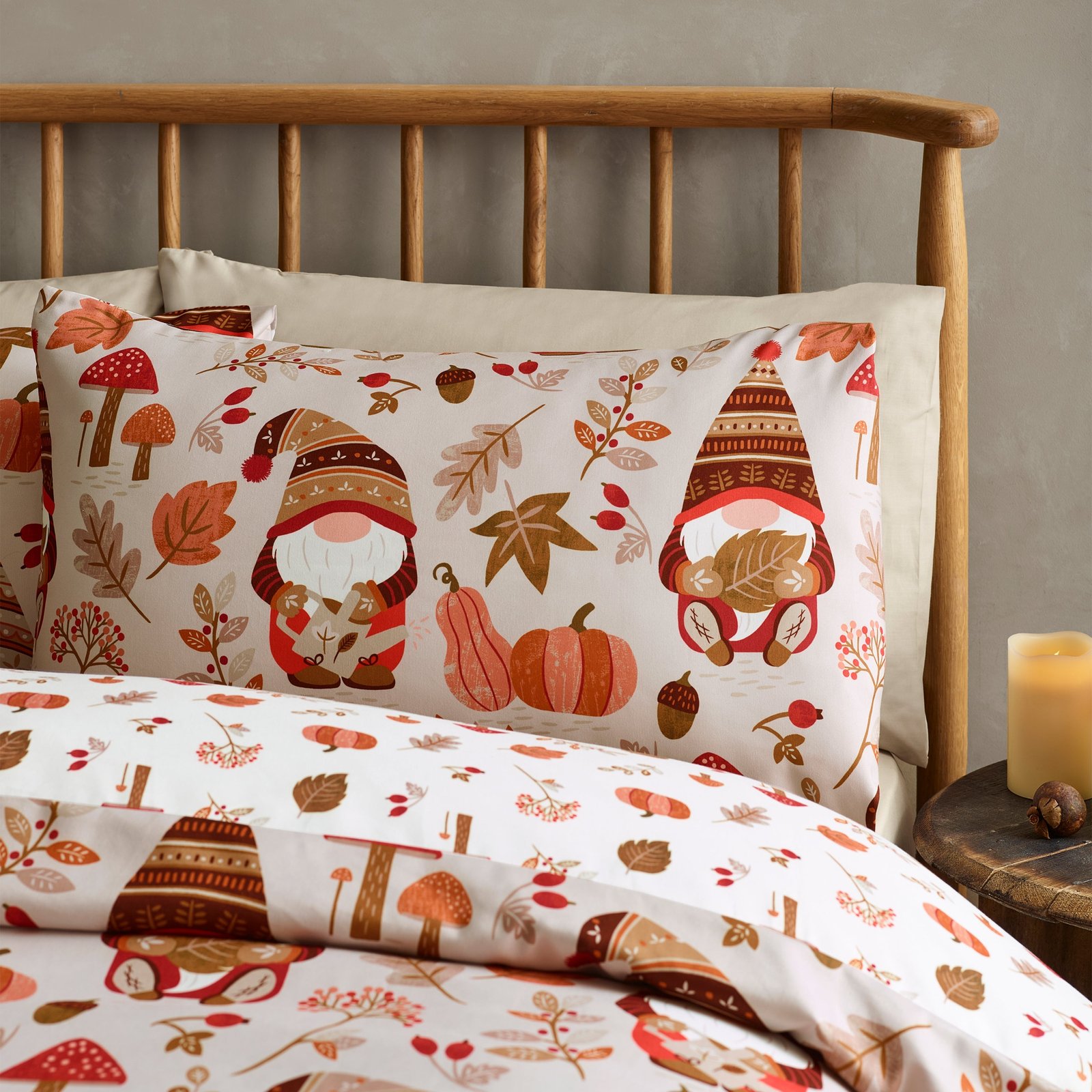 Catherine Lansfield Woodland Gonks Duvet Cover Bedding Set Natural - Image 3