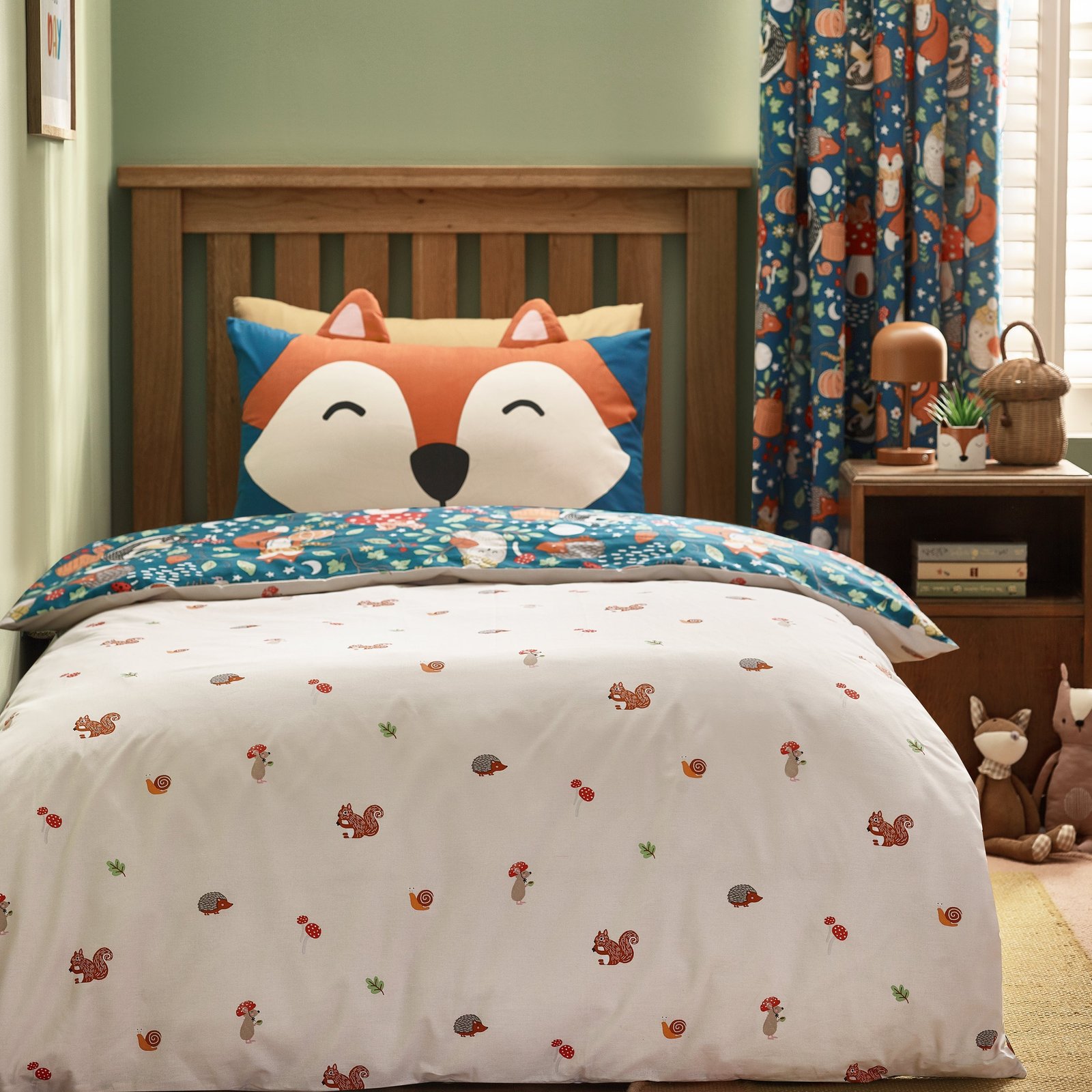Catherine Lansfield Fox And Woodland Friends Duvet Cover Bedding Set Green - Image 2