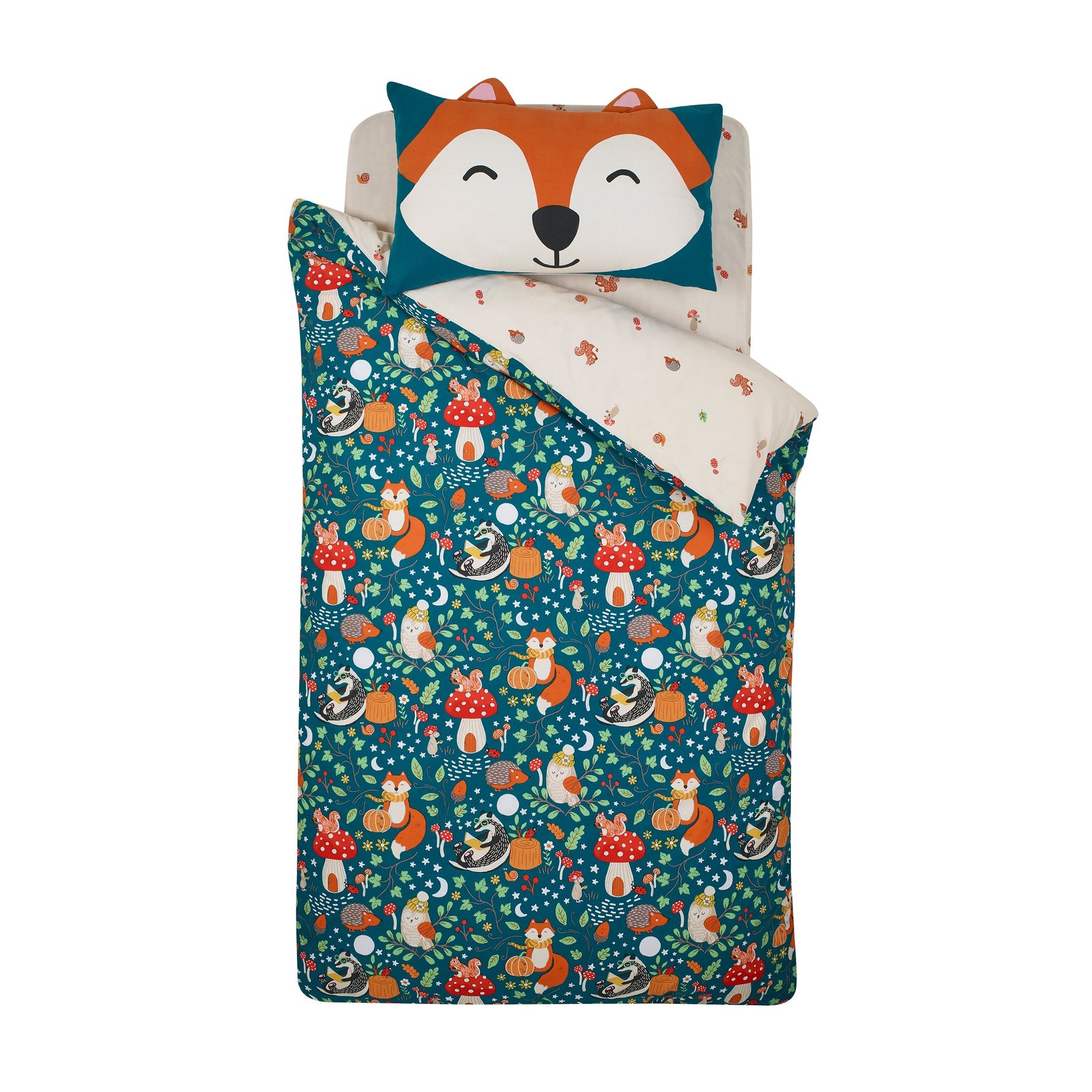 Catherine Lansfield Fox And Woodland Friends Duvet Cover Bedding Set Green - Image 5