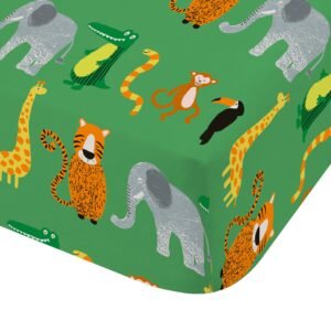 Catherine Lansfield Animal Magic Bed Linen Fitted Sheet Green