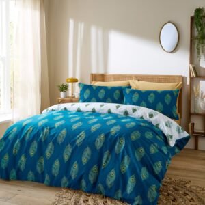 Their Nibs Peacock Feather Duvet Cover Bedding Set Teal