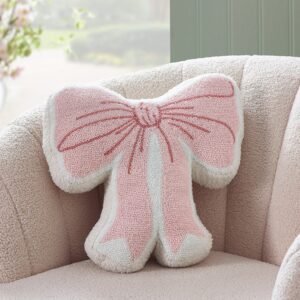Catherine Lansfield Bow Filled Cushion Pink