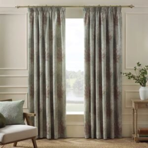 Catherine Lansfield Woodland Trees Ready Made Pencil Pleat Curtains Green