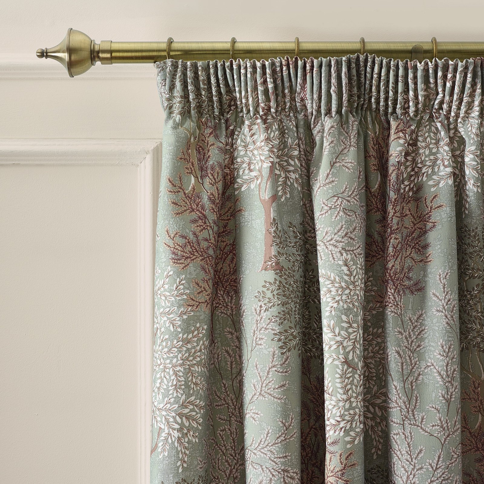 Catherine Lansfield Woodland Trees Ready Made Pencil Pleat Curtains Green - Image 2