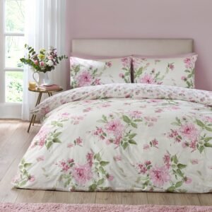 Catherine Lansfield Avebury Floral Duvet Cover Bedding Set Cream