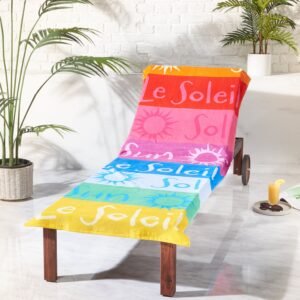 Catherine Lansfield Block Stripe Deck Chair Hood Beach Towel Bright