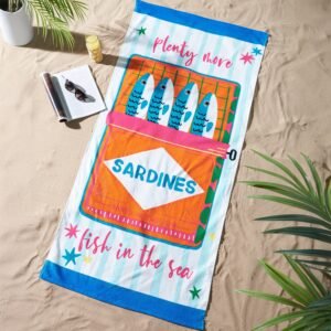 Catherine Lansfield Sardines Beach Towel Blue