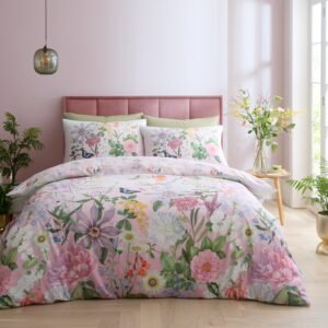 Royal Horticultural Society Enchanted Butterfly Garden Duvet Cover Bedding Set Pink