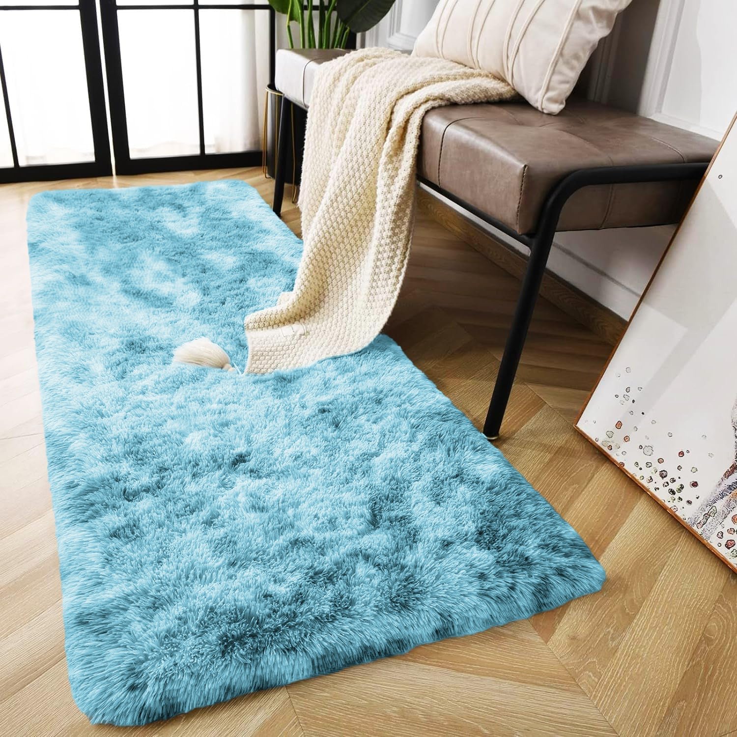 Teal rug for living room Tie Dye Style - Image 3