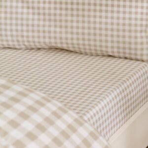 Catherine Lansfield Bamford Gingham Check Bed Linen Fitted Sheet Natural
