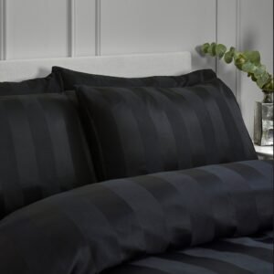 Catherine Lansfield So Soft Satin Stripe Four Housewife Pillowcases Black