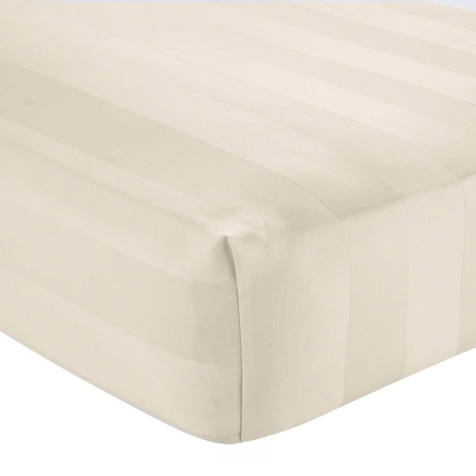 Catherine Lansfield So Soft Satin Stripe Bed Linen Fitted Sheet Cream - Image 3