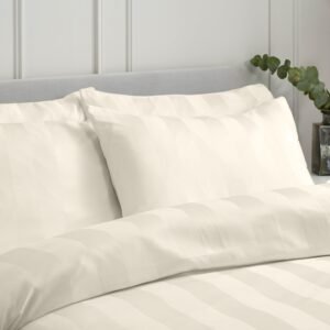 Catherine Lansfield So Soft Satin Stripe Four Housewife Pillowcases Cream