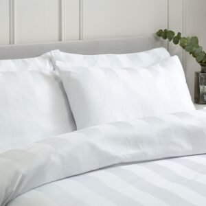 Catherine Lansfield So Soft Satin Stripe Four Housewife Pillowcases White