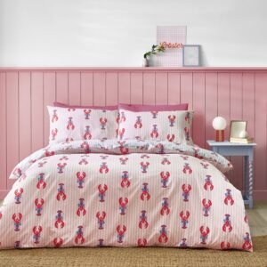 Sassy B Lobster Stripe Duvet Cover Bedding Set Pink Blue