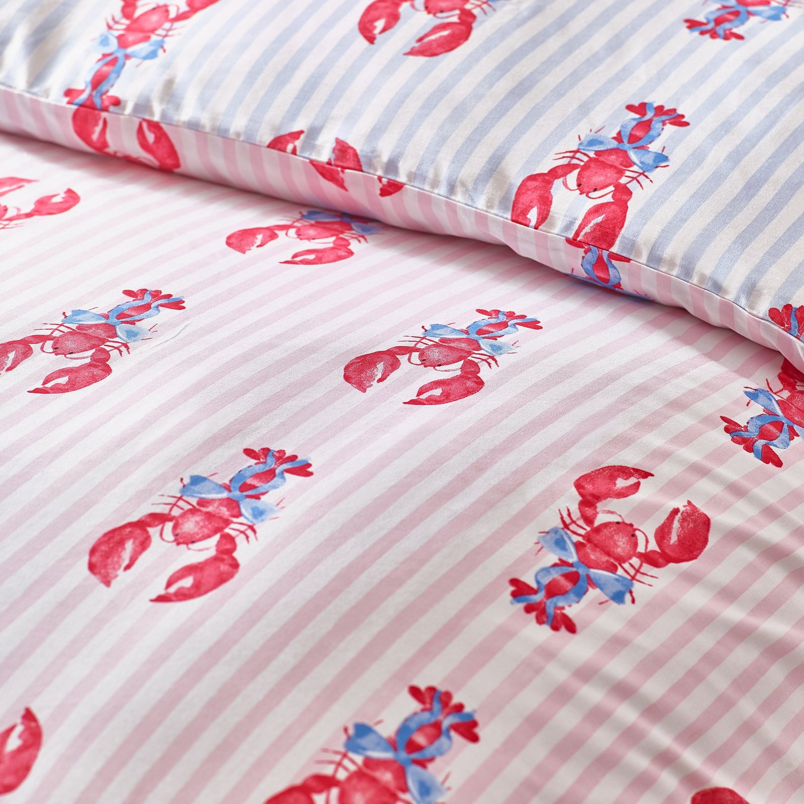 Sassy B Lobster Stripe Duvet Cover Bedding Set Pink Blue - Image 4