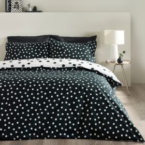 Catherine Lansfield Polka Dot Duvet Cover Bedding Set Black White