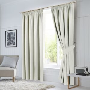 Cream Pencil Pleat Curtains Thermal Blackout