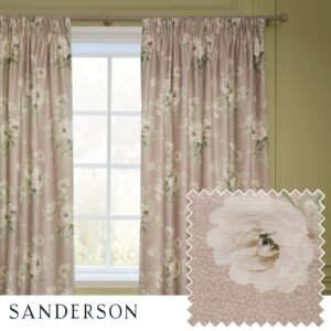 Sanderson Adele Floral Chenille Ready Made Pencil Pleat Curtains Rose