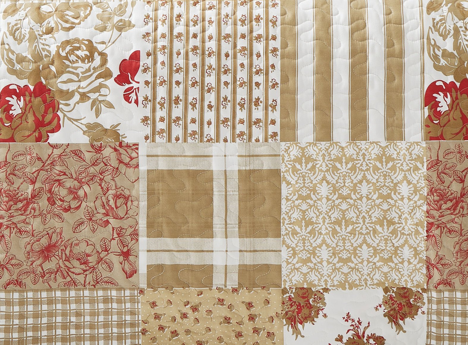 Luxury Quilted Patchwork Embroidered Bedspread Comforter with Pillow Case - Image 3