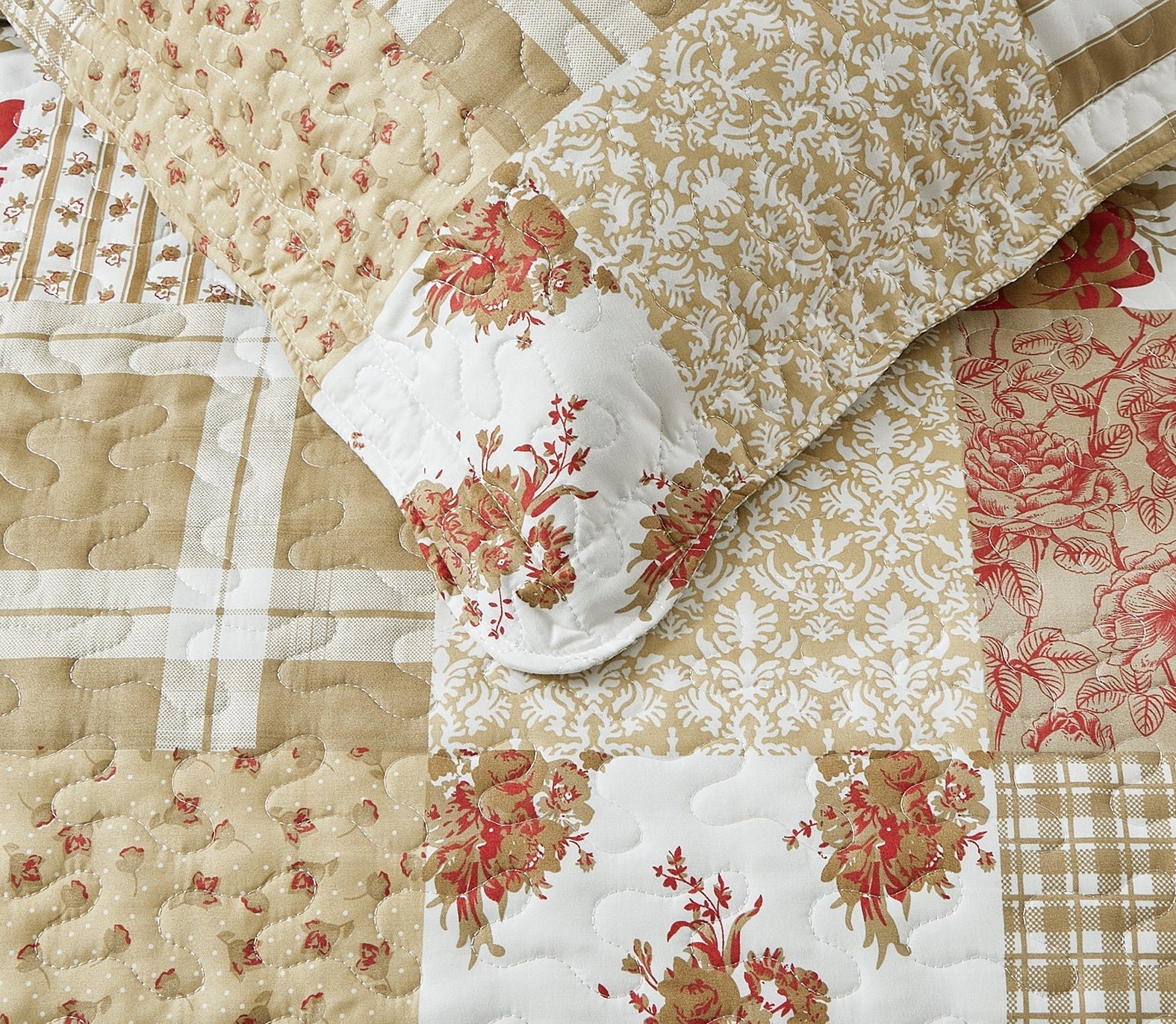 Luxury Quilted Patchwork Embroidered Bedspread Comforter with Pillow Case - Image 2