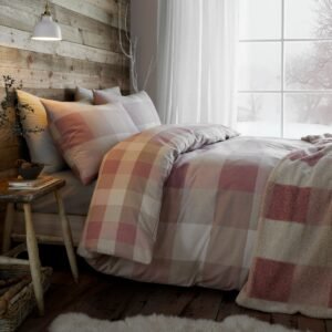Appletree Ashford Check Brushed Cotton Duvet Cover Bedding Set Natural