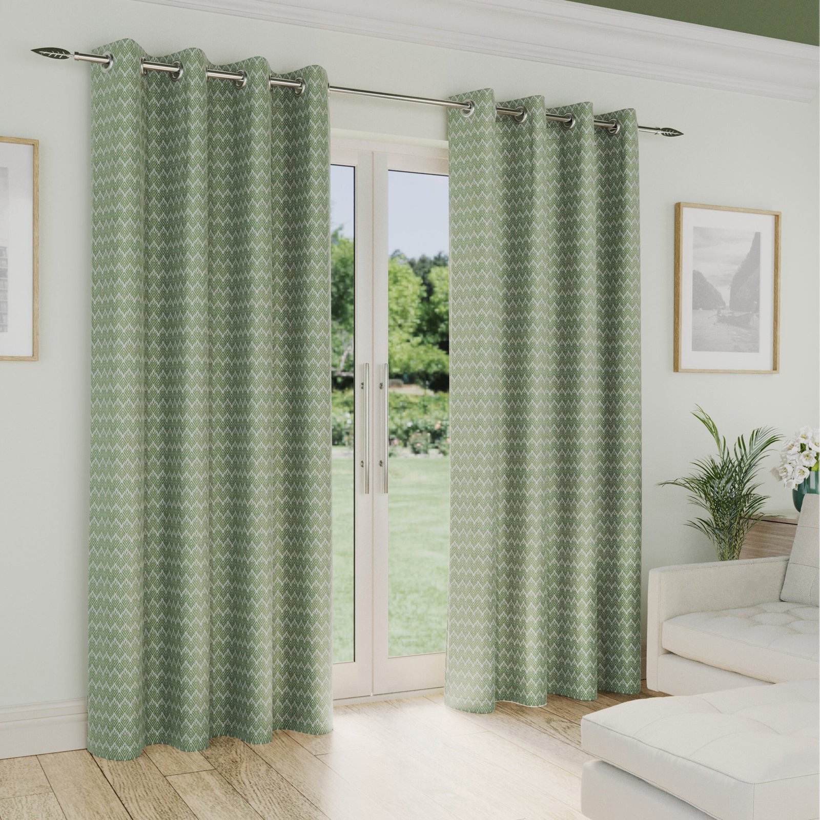 Aspen Thermal Ready Made Eyelet Blockout Curtains Green - Image 8