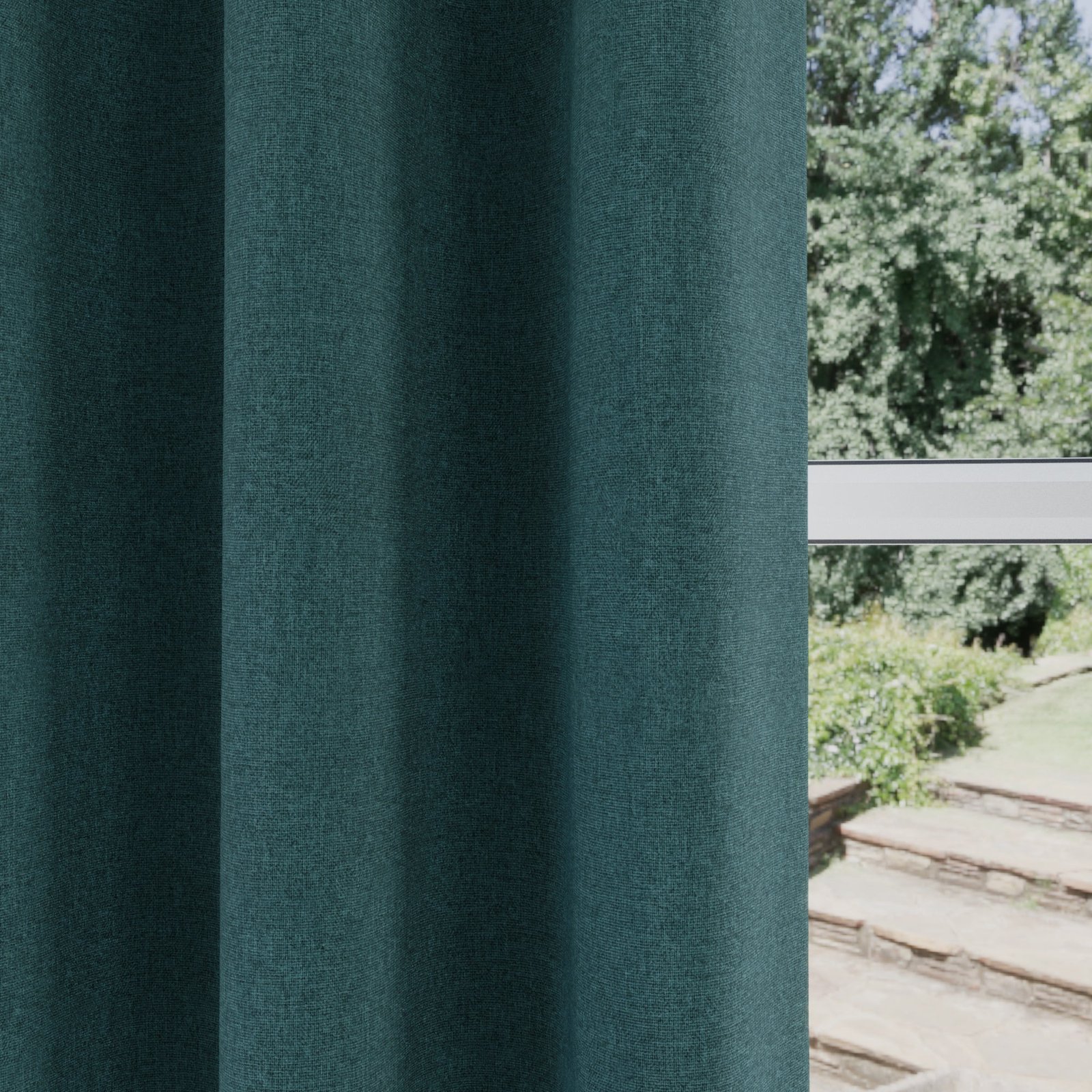 Austin Thermal Ready Made Eyelet Blackout Curtains Teal - Image 2