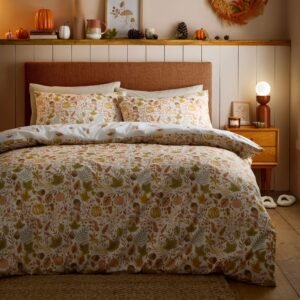 Dreams and Drapes Autumn Foliage Duvet Cover Bedding Set Natural