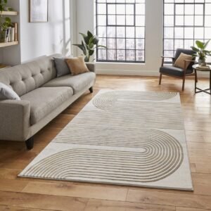 Apollo 2683 Modern Linear Rug Grey Gold