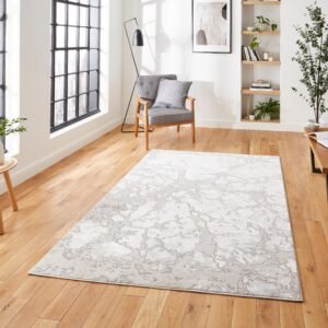 Apollo 2677 200cm x 290cm Metallic Effect Yarn Rug Grey Ivory