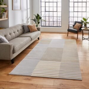 Apollo 2681 200cm x 290cm Metallic Effect Yarn Rug Grey Gold