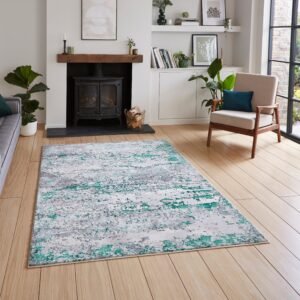 Artemis B9289A Metallic Effect Yarn Rug Green