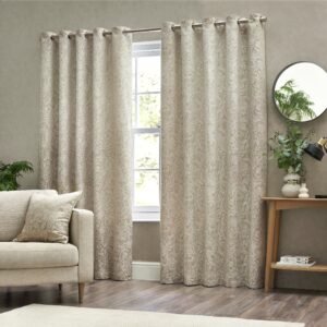 Bali Botanical Jacquard Ready Made Eyelet Curtains Natural