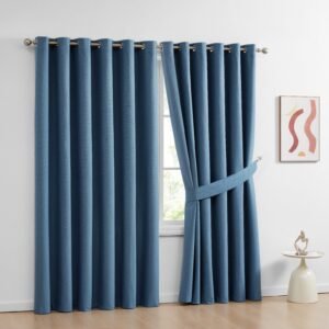 Thermal Insulated Heavy Eyelet Ring Top Blackout Living Room Curtains