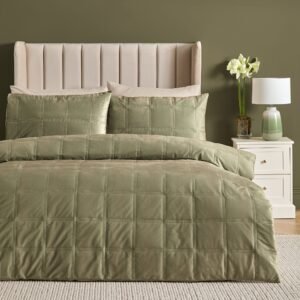 Soiree Brighton Square Velvet Duvet Cover Bedding Set Green