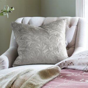 Laura Ashley Barley Embossed 50cm x 50cm Filled Cushion Steel Grey