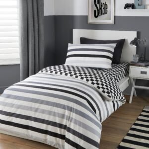 Bedlam Beckett Stripe Duvet Cover Bedding Set Monochrome