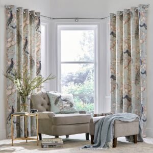 Laura Ashley Belvedere Ready Made Eyelet Curtains Duckegg