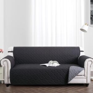Sofa Cover Non-Slip Waterproof Reversible Black/Dark Grey