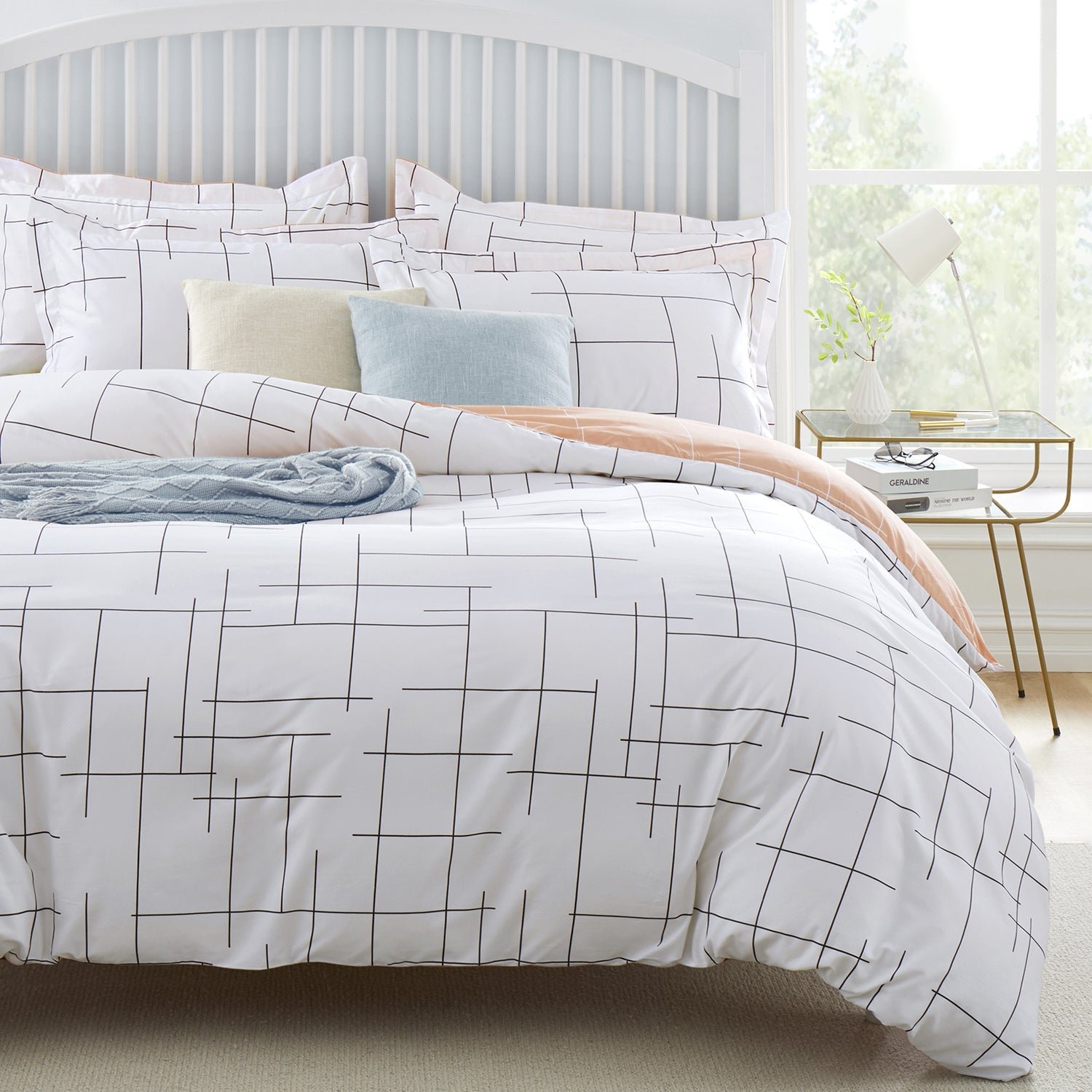 Luxury Duvet Covers Tile Pattern Printed Bedding Set White - Image 2