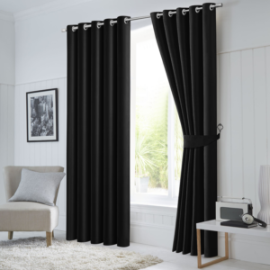 Ready Made Blackout Eyelet Black Curtains