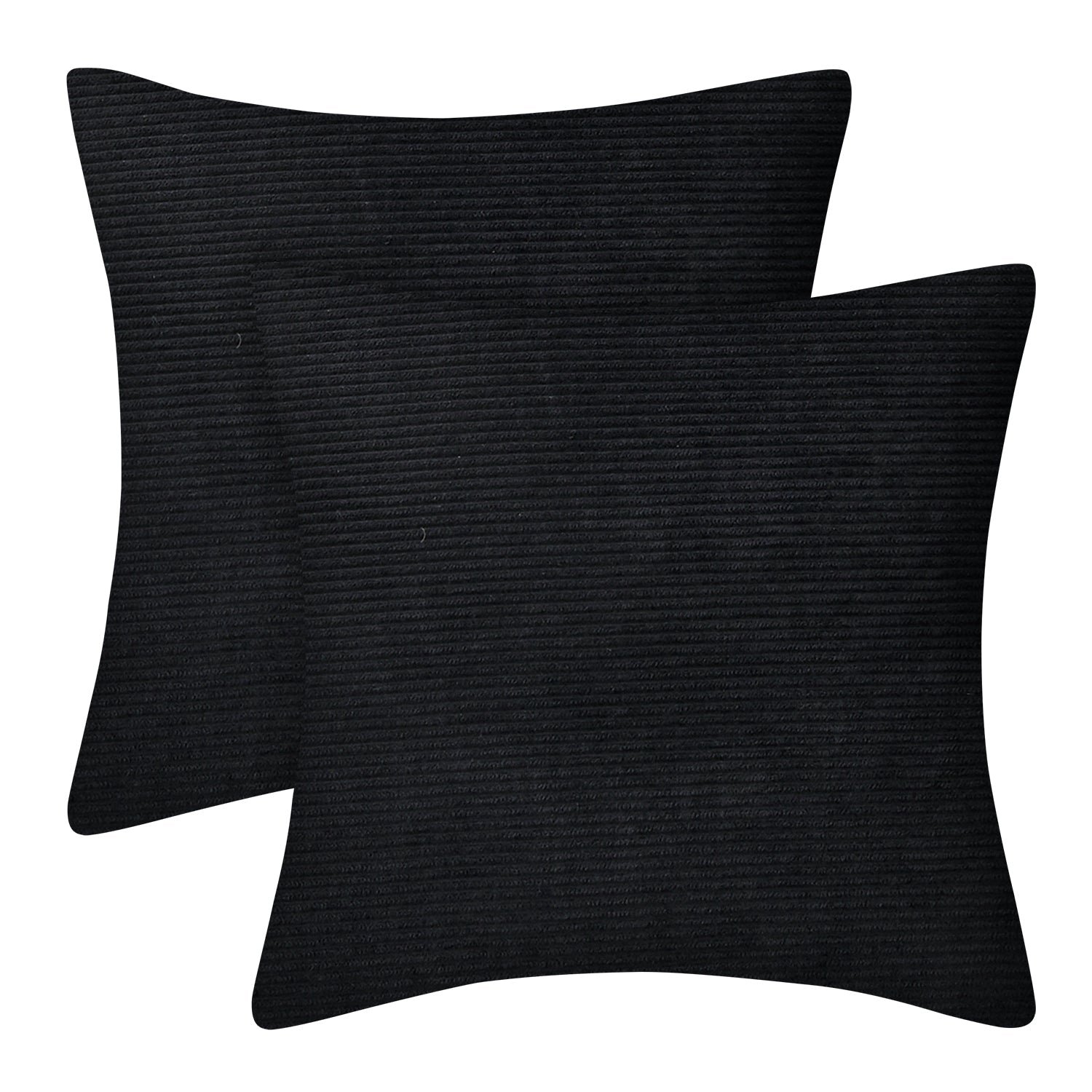 Velvet Corduroy Cushion Covers Black - Image 2